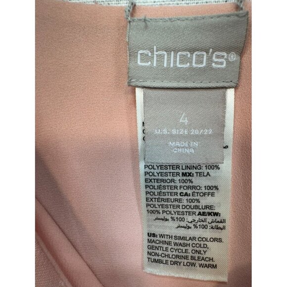 Chicos Womens Floral Embroidered Tank Top Size 4 (20/22) Pink Sleeveless Coasta - Picture 2 of 10